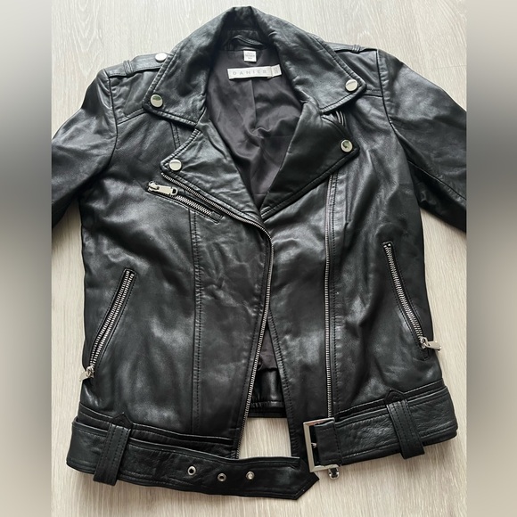 Danier Juliette leather jacket, Black, Size: XXXS - Picture 3 of 9